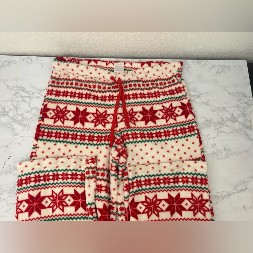 Secret Treasures Holiday Fleece Pajama Pants Size L 12-14 Red White Green​ - Picture 3 of 5